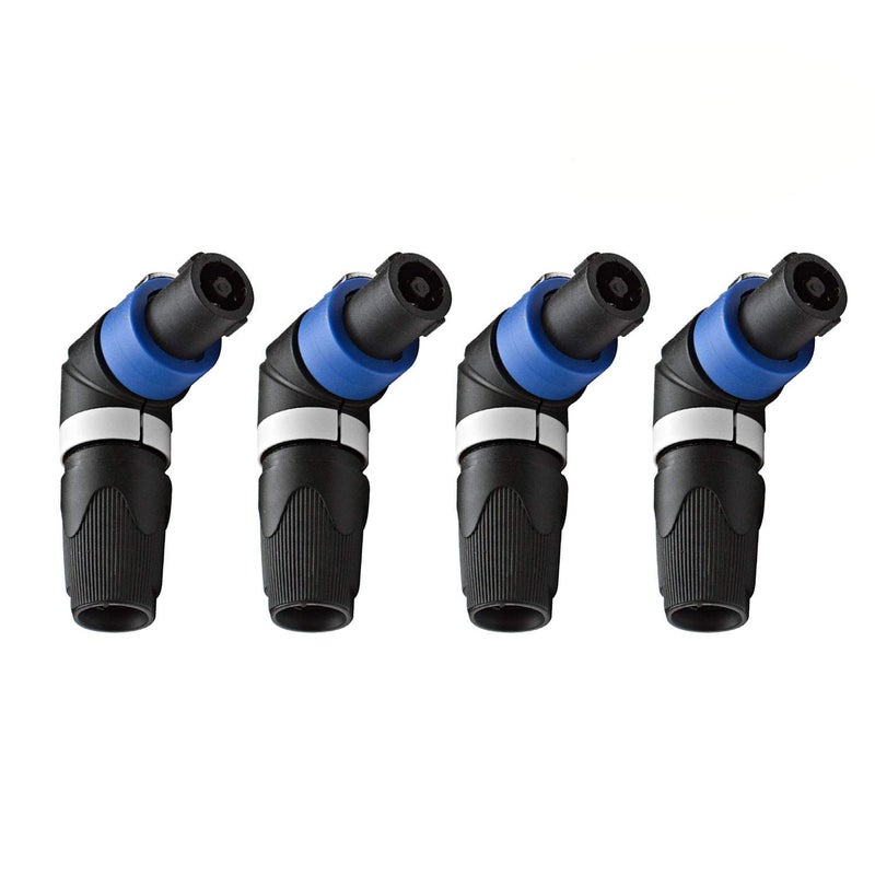 Yuyaokk 4-Pack Right Angle Speakon Cable Adapter Connectors, 4 Pole L-Shape High-Load Speaker Plug Twist Lock Compatiable with Speakon NL4 & NL2 Series - Image 1